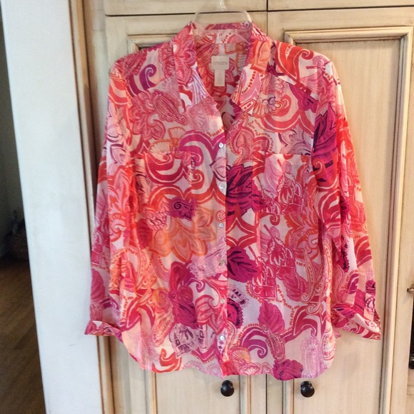 Chico’s Lightweight Blouse Top Pink Size 2 12 14 - Picture 2 of 6